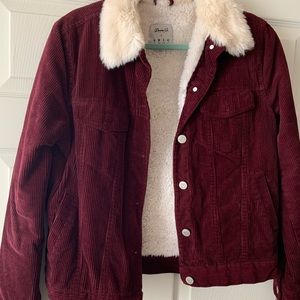 Maroon Corduroy Denim Jacket